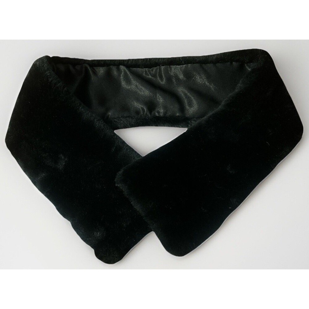 Ben Berger Luxury Faux Fur Stole Black Short Neck Wrap Collar Pull Through Vtg - Picture 2 of 5